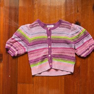 Banjanan Pink, Purple & Green Striped Knit Cardigan